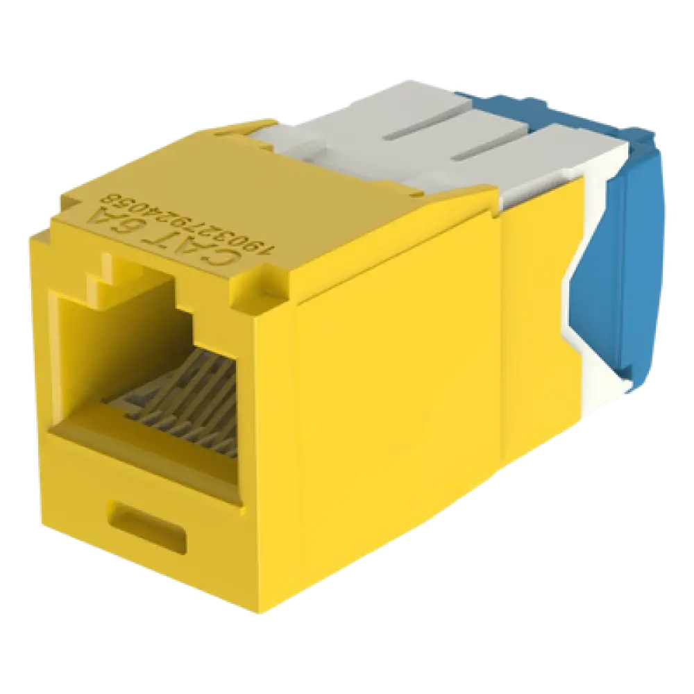 Conector Jack RJ45 / Categoría 6A / 8P8C / Terminación TG / Mini-Com / UTP / 22-26 AWG / Color Amarillo