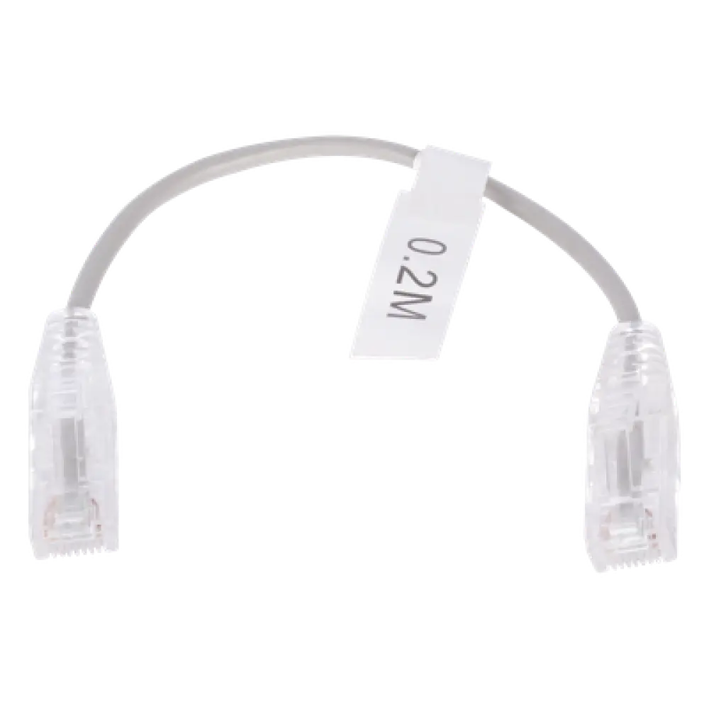 Cable de Parcheo Slim UTP Cat6 / 20 cm (0.66 ft) / 28 AWG / Conectores RJ45 Chapados en Oro / Gris