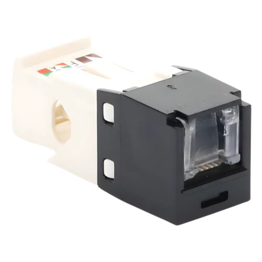 Conector Jack RJ45 / Categoría 6 / 8 Posiciones 8 Cables / Terminación TG Sin Impacto / -10°C a 65°C / Color Negro