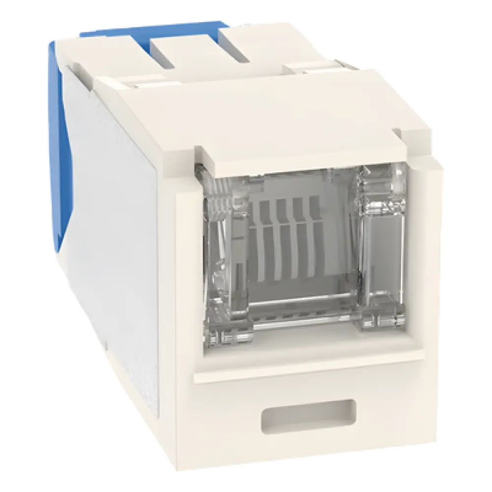 Conector Jack RJ45 / Cat 6A / 8P8C / Terminación TG sin Impacto / 22-26 AWG / -10°C a 65°C / 100W HDBaseT / Blanco