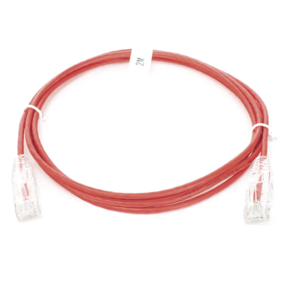 Cable de Parcheo Slim UTP Cat6 / 2 m (6.56 ft) / 28 AWG / RJ45 Chapado en Oro / Rojo