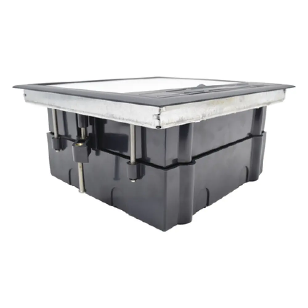 Caja de Piso / 4 Módulos Universales / ABS y Acero Galvanizado / 1.957 kg / 6.42 lb / Negro