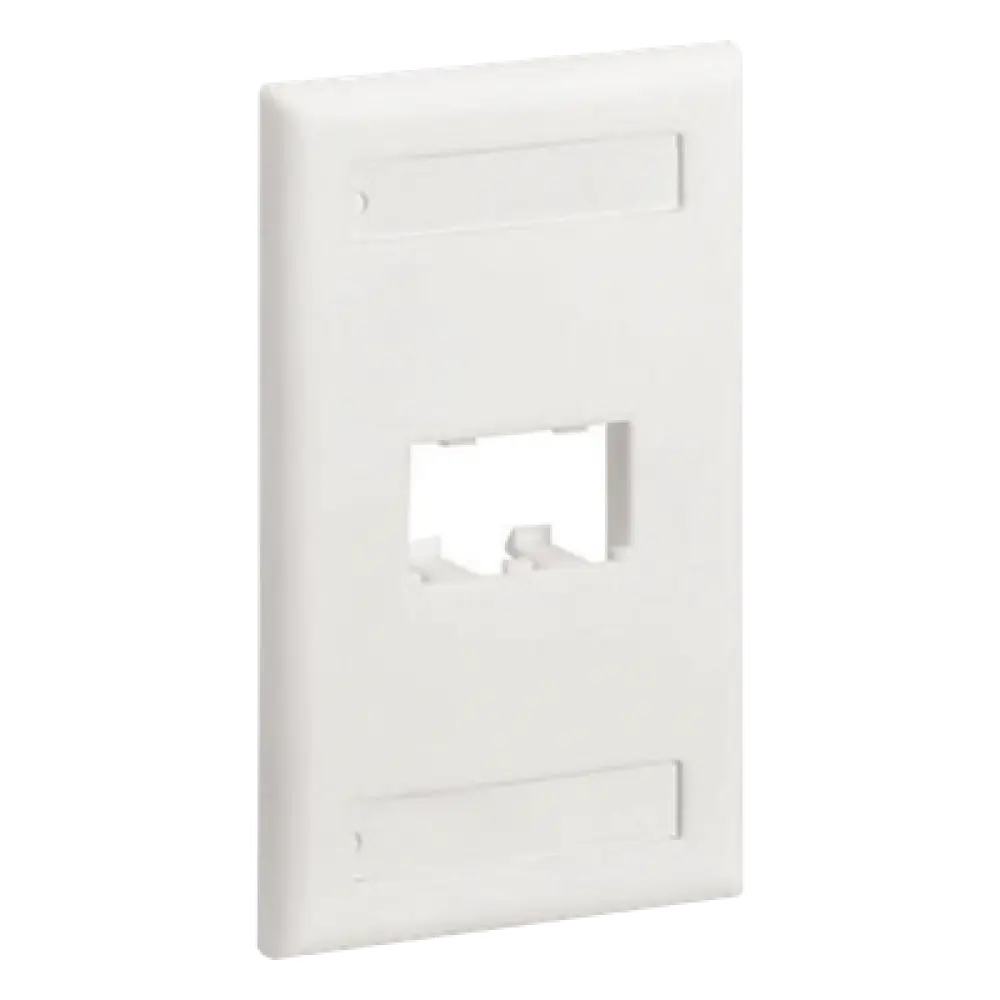 Placa de Pared Vertical / 2 Puertos Mini-Com / Diseño Plano / Espacios para Etiquetas / 2.75 x 4.5 pulgadas / Blanco Mate