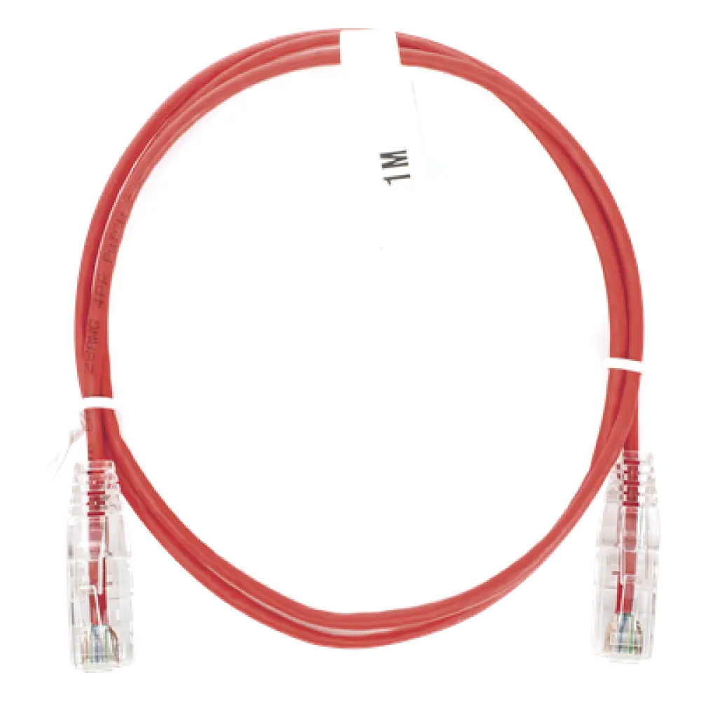 Cable de Parcheo Slim UTP Cat6 / 1 Metro (3.28 Pies) / 28 AWG / Rojo / 1 Gbps