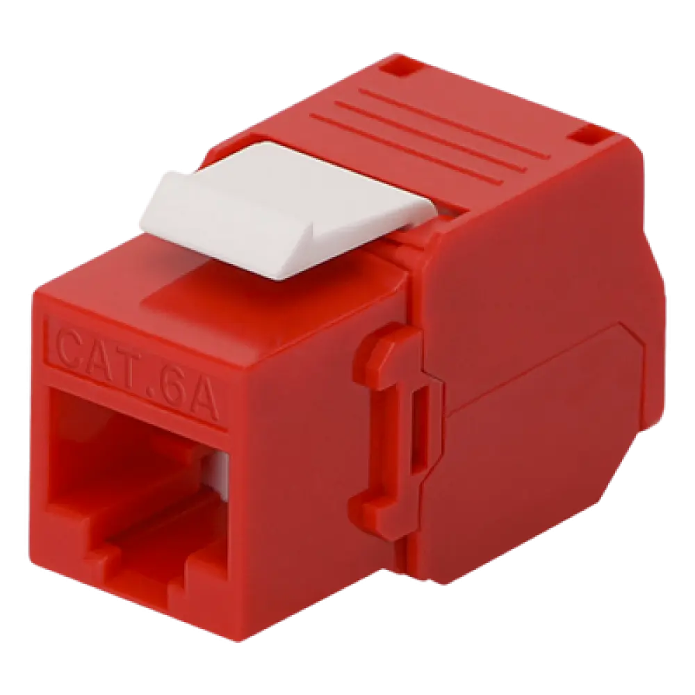 Módulo Jack Keystone / Cat6A / Toolless / Terminación 180° / Sin Blindaje / 1 Puerto / Color Rojo