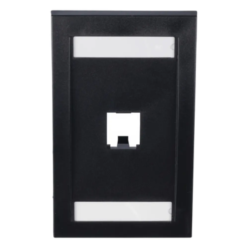 Placa de Pared Vertical / 1 Puerto Mini-Com / Espacio para Etiquetas / ABS Negro