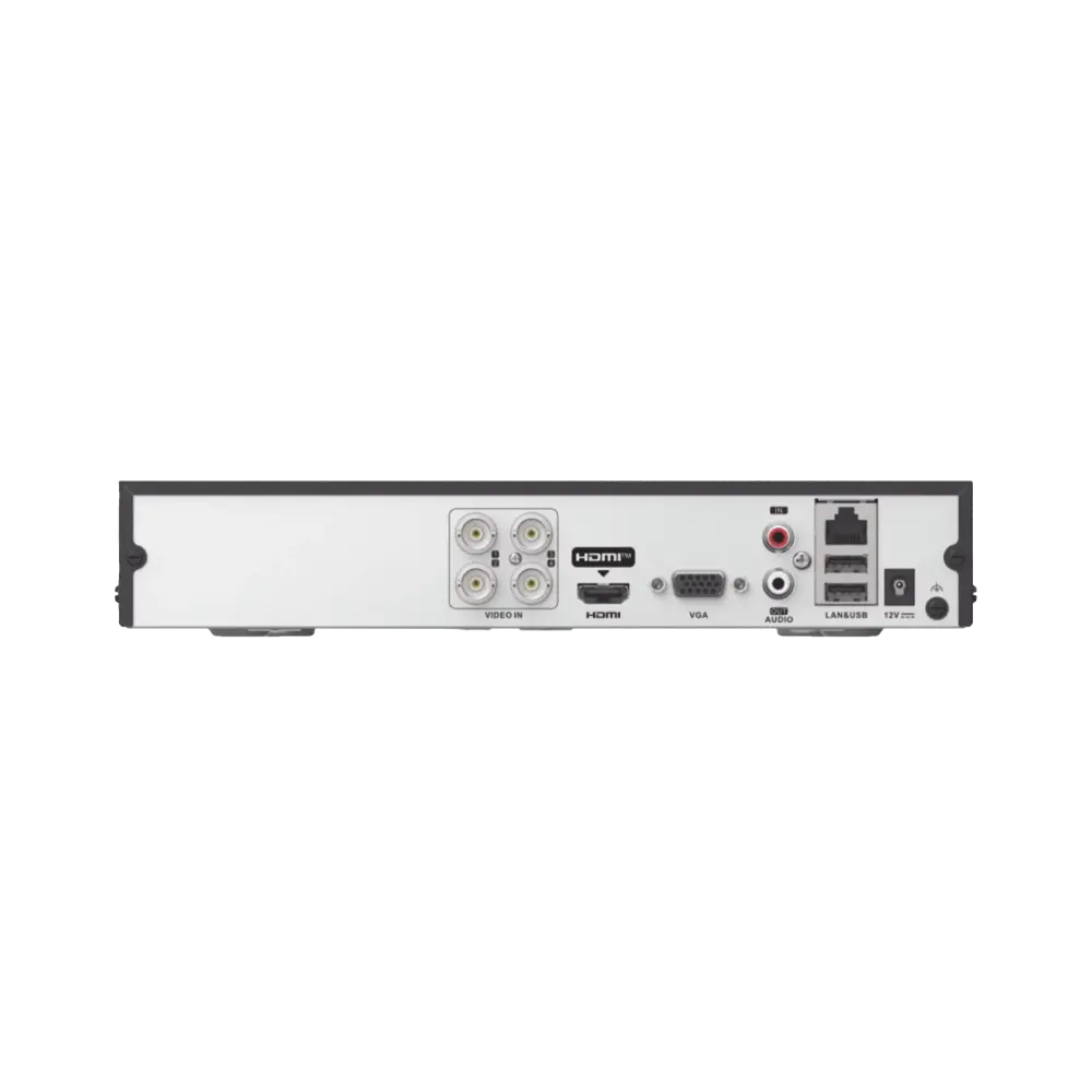 [Audio Bidireccional] DVR 4 Canales TurboHD + 1 Canal IP / 2 Megapixel (1080p) Lite / Acusense Lite (Evita Falsas Alarmas) / Audio por Coaxitron / 1 Bahia de Disco Duro / H.265+ / Salida de Vídeo Full HD