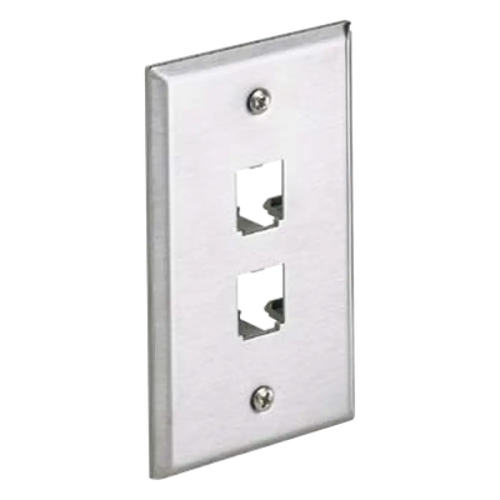 Placa de Pared Vertical / Acero Inoxidable Grado 304 / 2 Puertos Mini-Com / 2.75 x 4.5 pulgadas
