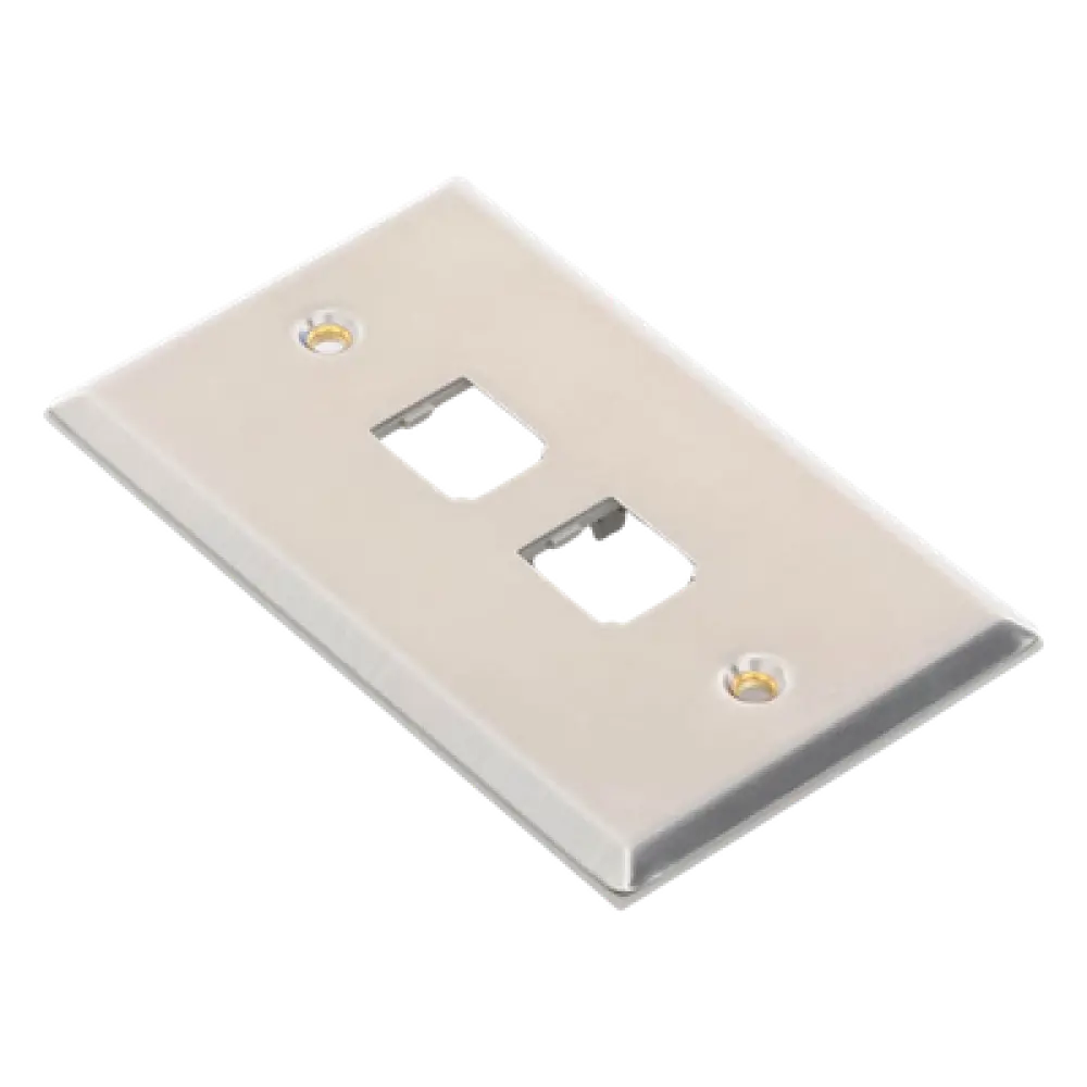 Placa de Pared Vertical / Acero Inoxidable Grado 304 / 2 Puertos Mini-Com / 2.75 x 4.5 pulgadas