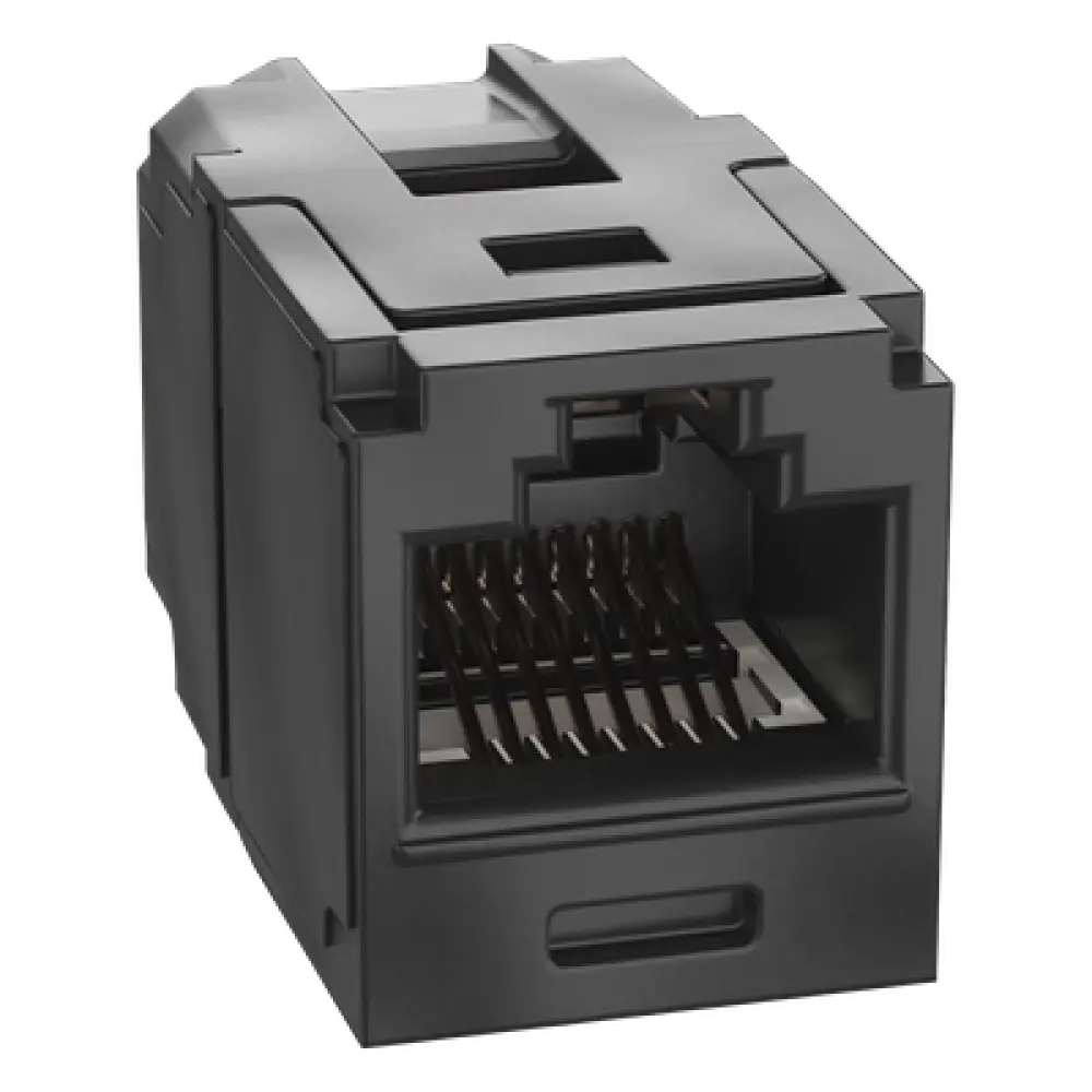 Módulo Acoplador / Mini-Com / Categoría 6A / RJ45 a RJ45 / Negro / PoE++ / 2500 Ciclos