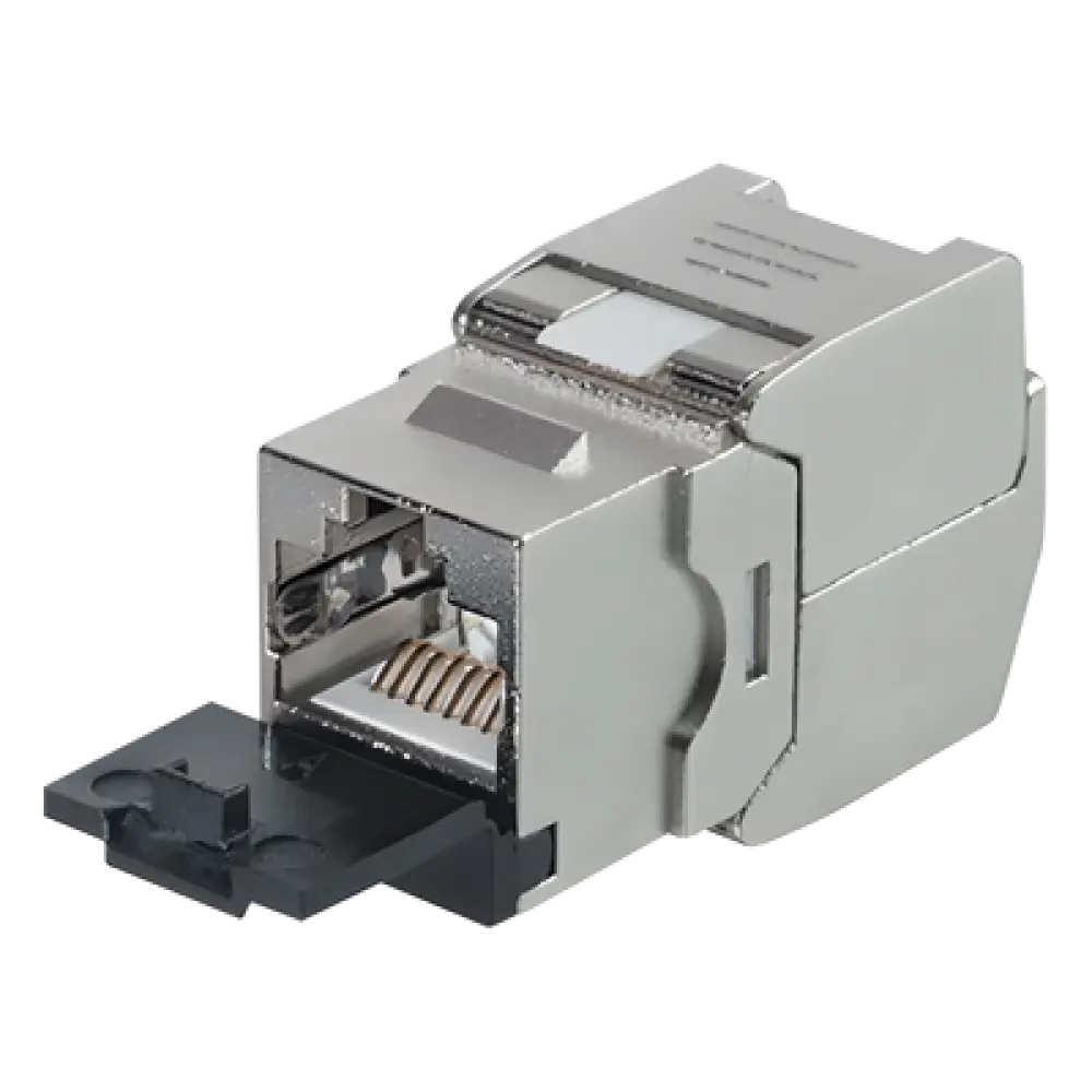 Módulo Jack Keystone / STP Blindado / CAT6A / Toolless / 10GbE / Tapa Protectora