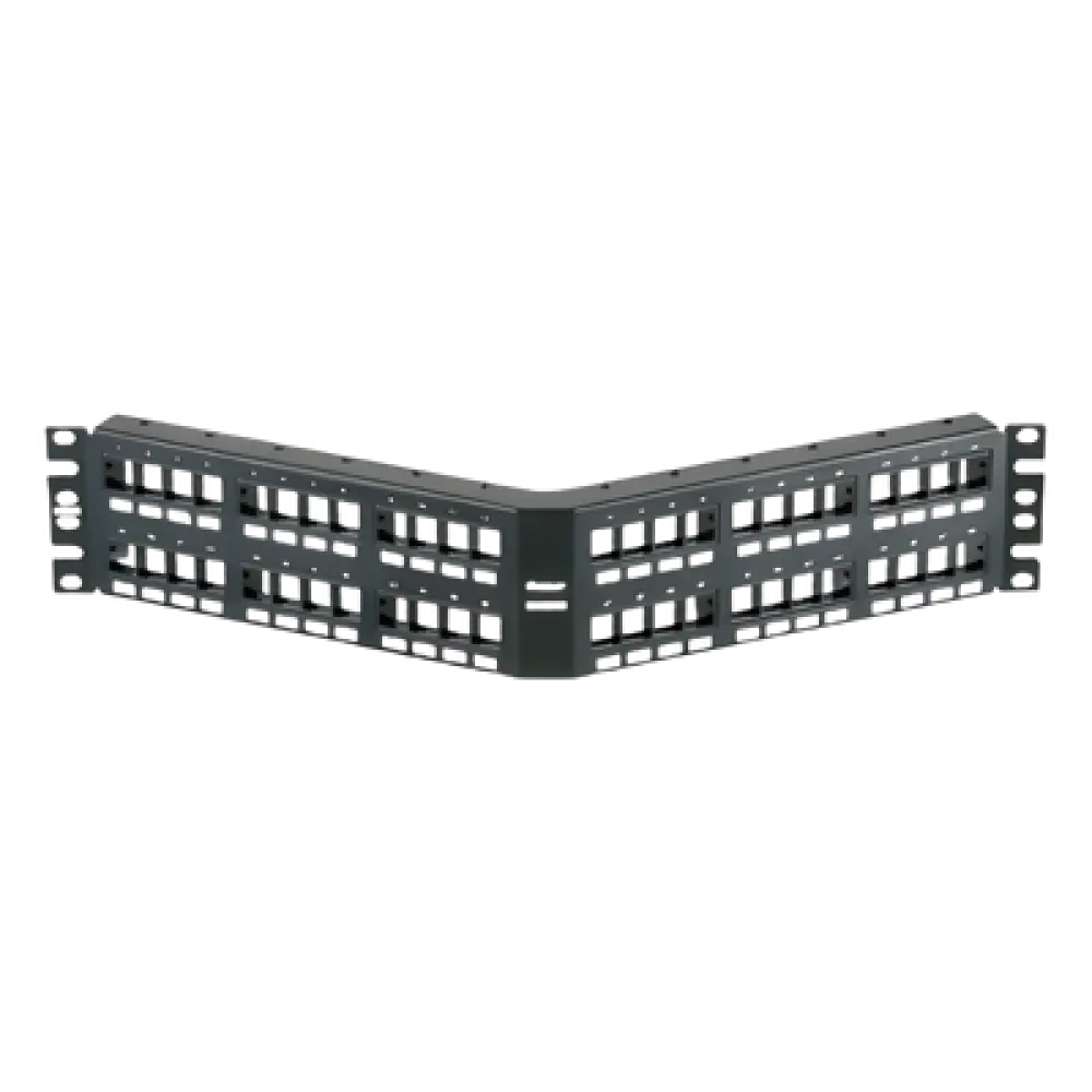 Panel de Parcheo Modular Keystone / 48 Puertos / Angulado / 2UR / Acero Inoxidable / 19.00' (482.6 mm) Ancho