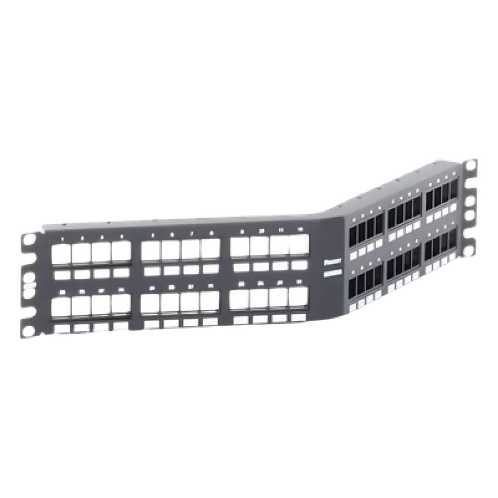 Panel de Parcheo Modular Keystone / 48 Puertos / Angulado / 2UR / Acero Inoxidable / 19.00' (482.6 mm) Ancho