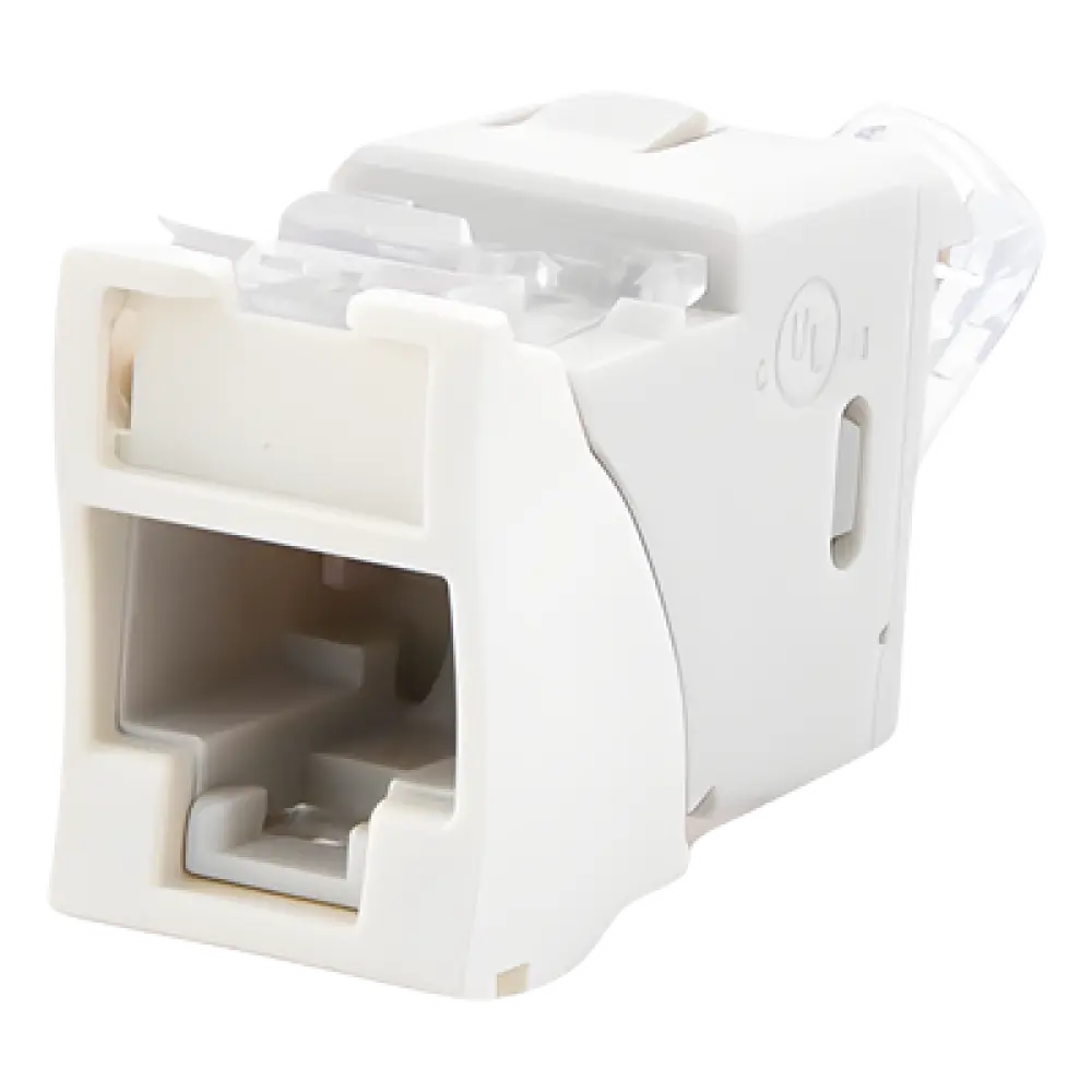 Jack Cat6 / UTP / Montaje Híbrido Plano-Angulado / 1 Puerto / Terminación 110 / Blanco / -10°C a 60°C / 22-24 AWG