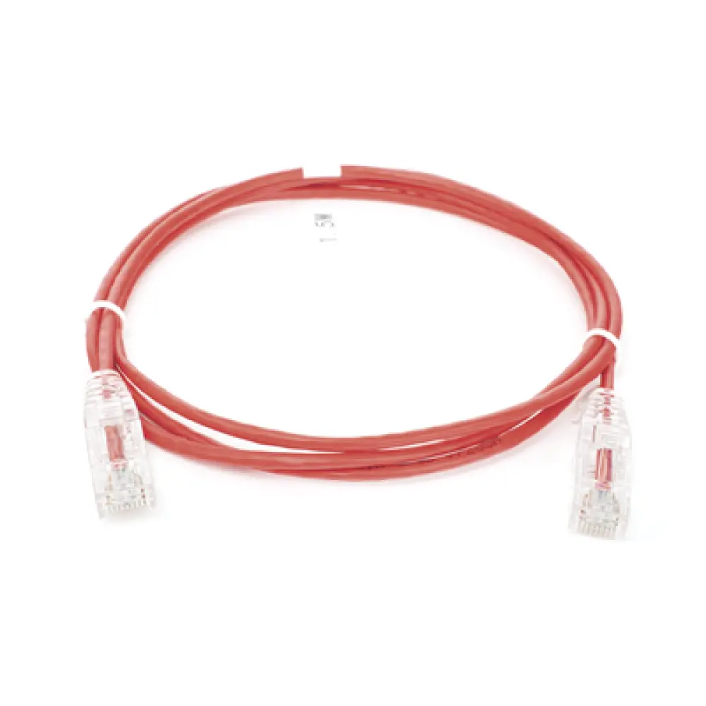 Cable de Parcheo Slim UTP / Cat6 / 1.5 m (4.92 ft) / 28 AWG / 1 Gbps / Rojo