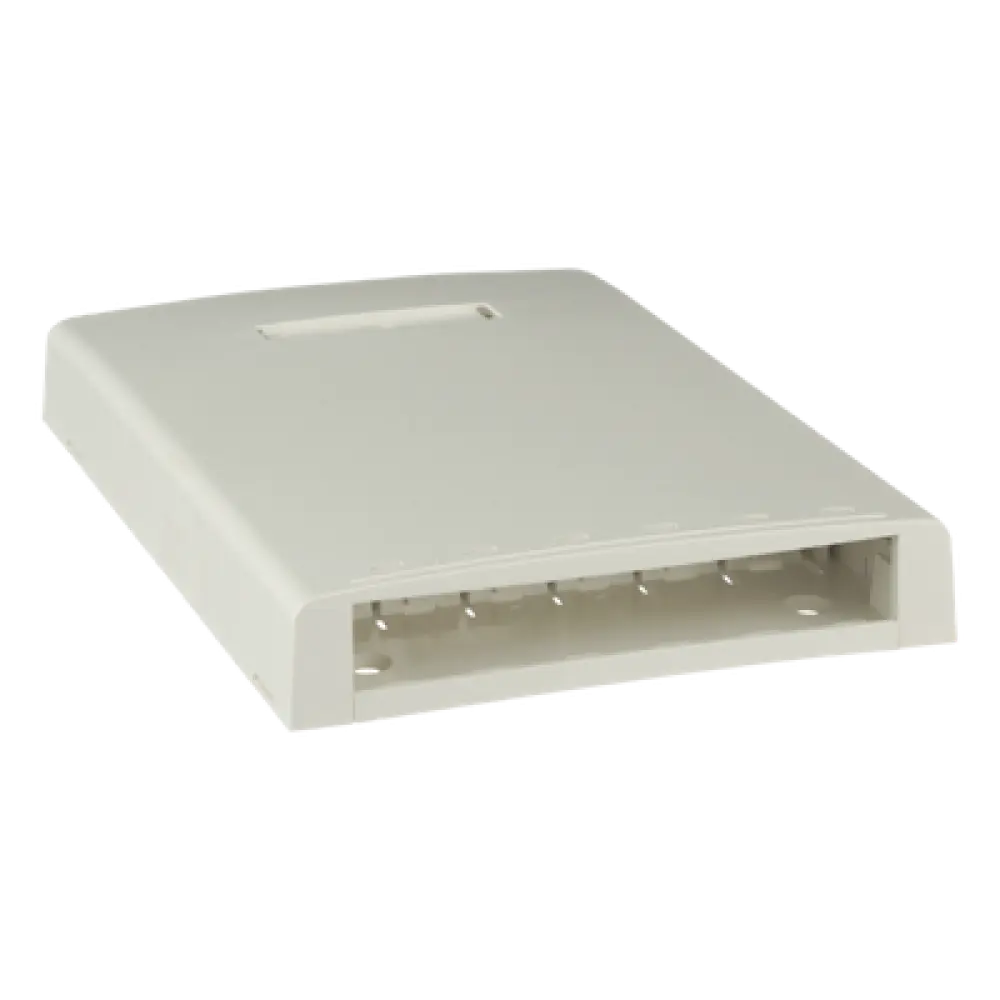 Caja de Montaje en Superficie / 6 Puertos Mini-Com / 24 m / 78.7 ft de Fibra con Búfer / Blanco Mate