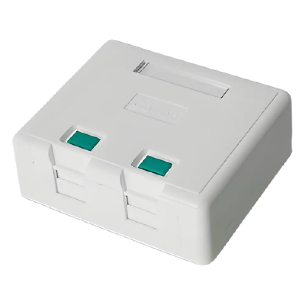 Caja de Pared / 2 Puertos Keystone / UL 94V-0 / Montaje Superficial Vertical / Incluye Kit de Herramientas