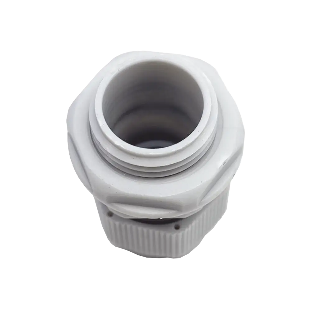 Conector Plástico Blanco Tipo Glándula para Rosca NPT 1/2"