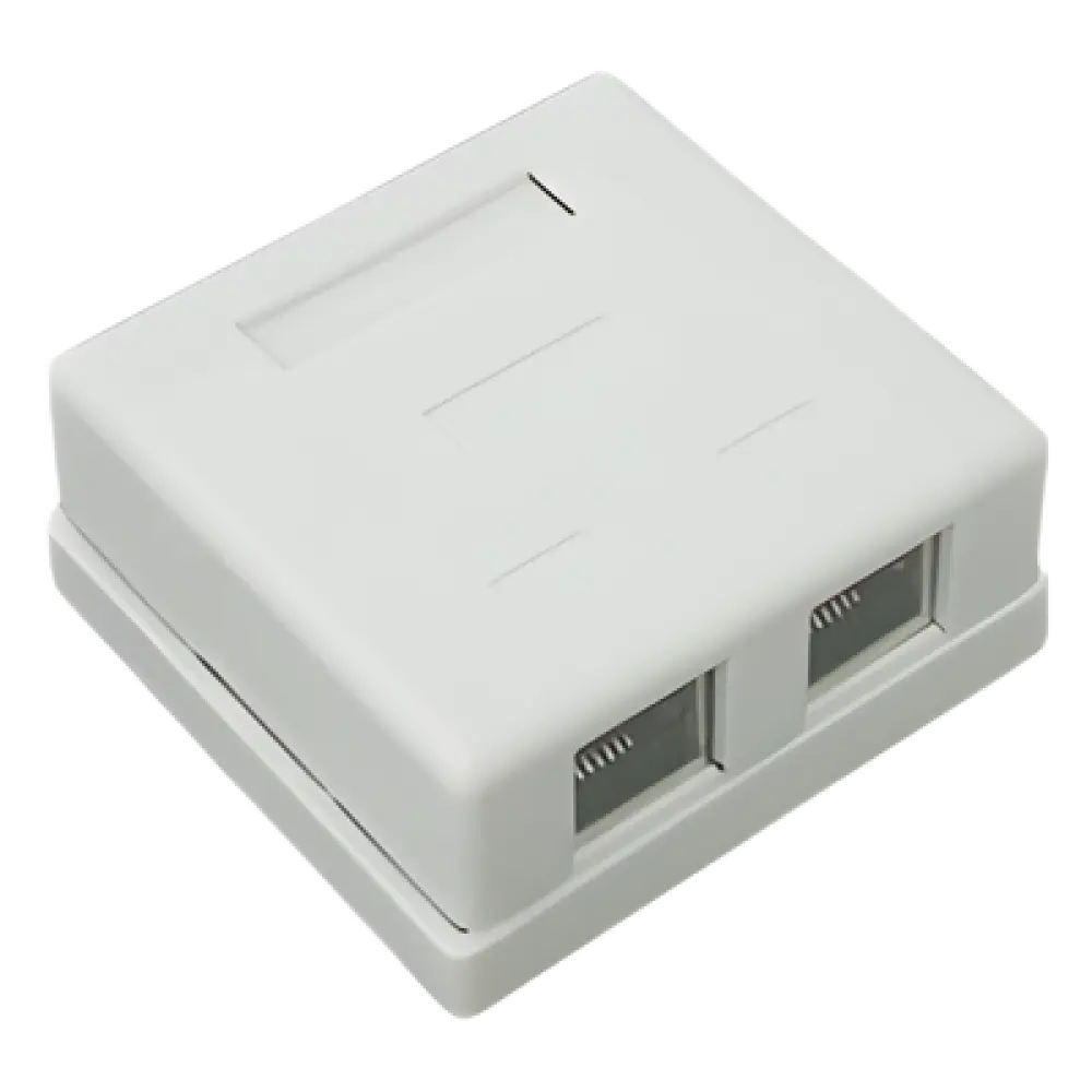 Caja de Pared / 2 Puertos RJ45 / Cat5e STP / T568A-B / UL 94V-0