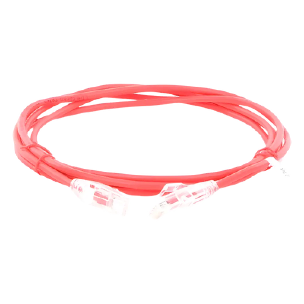 Cable de Parcheo Slim UTP Cat6A / 2 Metros (6.56 Pies) / 28 AWG / Rojo / RJ45