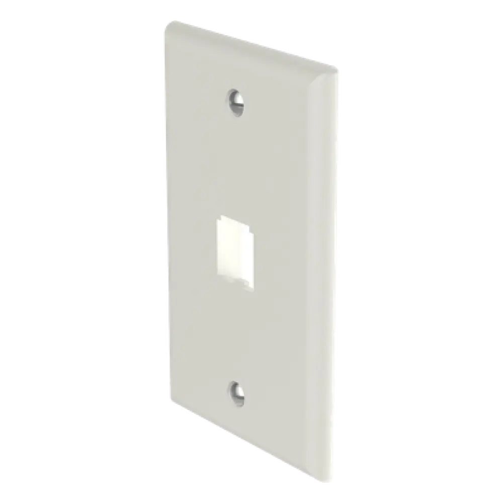 Placa de Pared Vertical / 1 Puerto Mini-Com / Diseño Plano / 2.75 x 4.5 pulg. / Blanco Mate