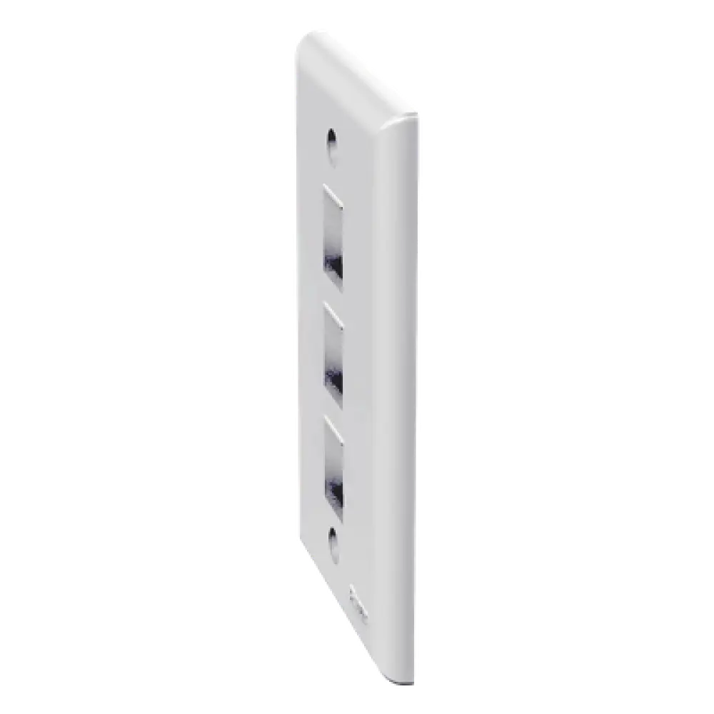 Placa de Pared Vertical / 3 Puertos Keystone / ABS / 69.8 x 114.3 mm / 2.75 x 4.5 pulg. / Blanco