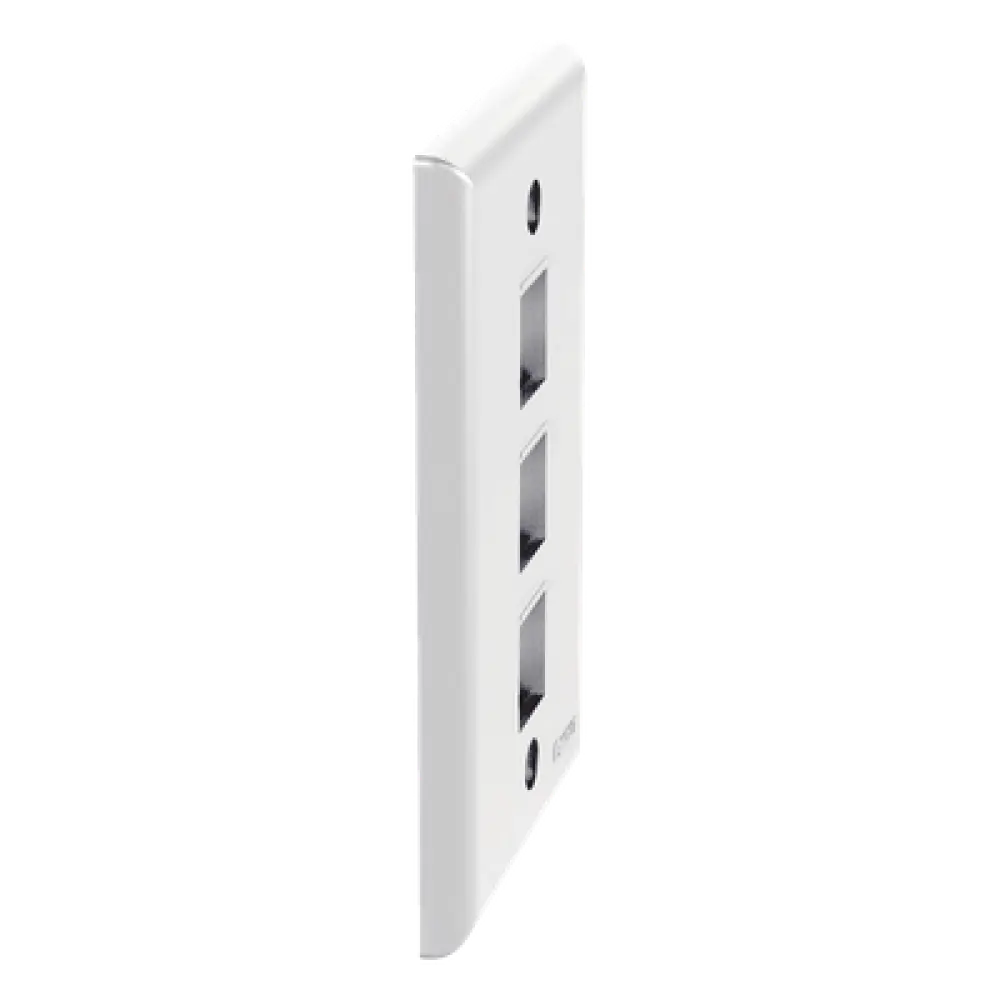 Placa de Pared Vertical / 3 Puertos Keystone / ABS / 69.8 x 114.3 mm / 2.75 x 4.5 pulg. / Blanco