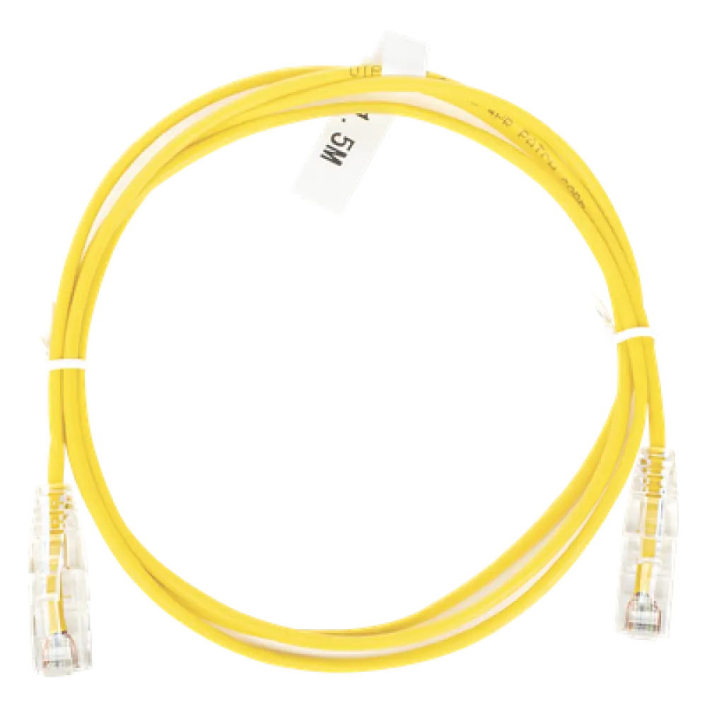 Cable de Parcheo Slim UTP Cat6 / 1.5 m (4.92 ft) / 28 AWG / Amarillo / 1 Gbps
