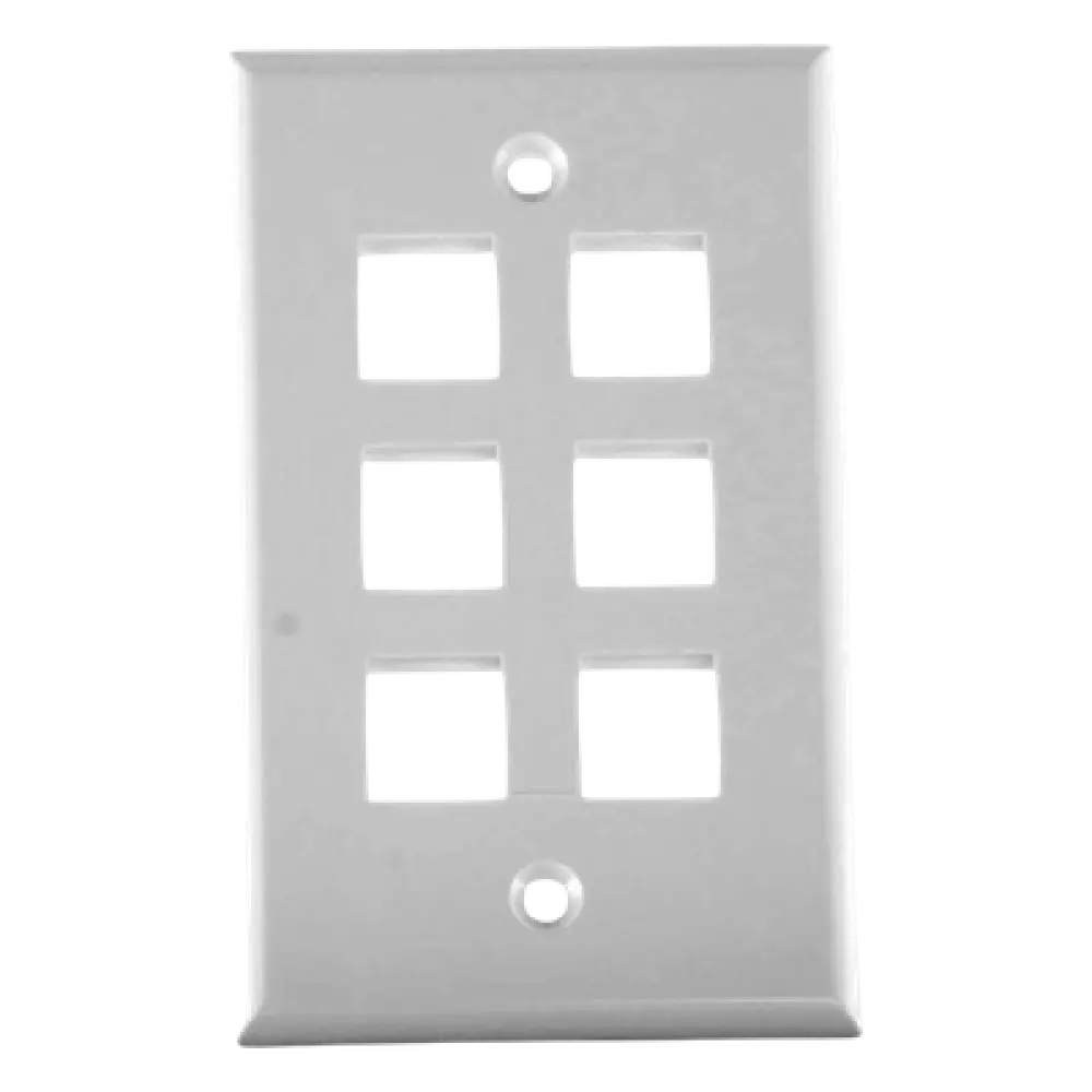 Placa de Pared / 6 Puertos / Keystone / Montaje Vertical / 70 x 115 mm / 2.75' x 4.52' / UL CE ETL