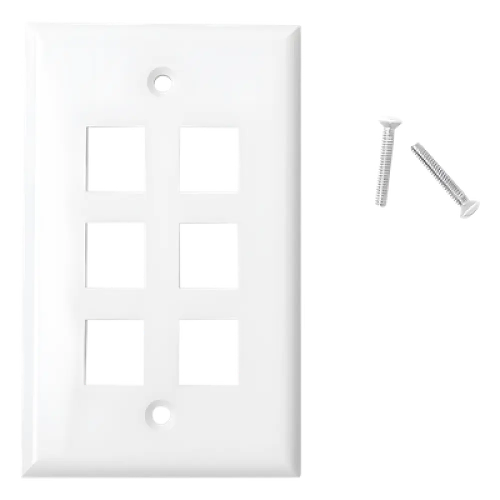 Placa de Pared / 6 Puertos / Keystone / Montaje Vertical / 70 x 115 mm / 2.75' x 4.52' / UL CE ETL