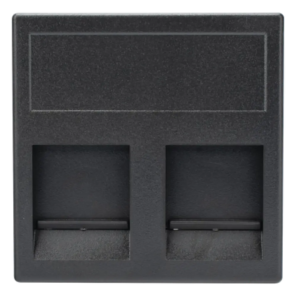 Módulo de Placa con Guardapolvo / 2 Espacios Keystone RJ45 / 45×45 mm / 8.5 mm Profundidad / Compatible Cajas Teleblock y Ofiblock