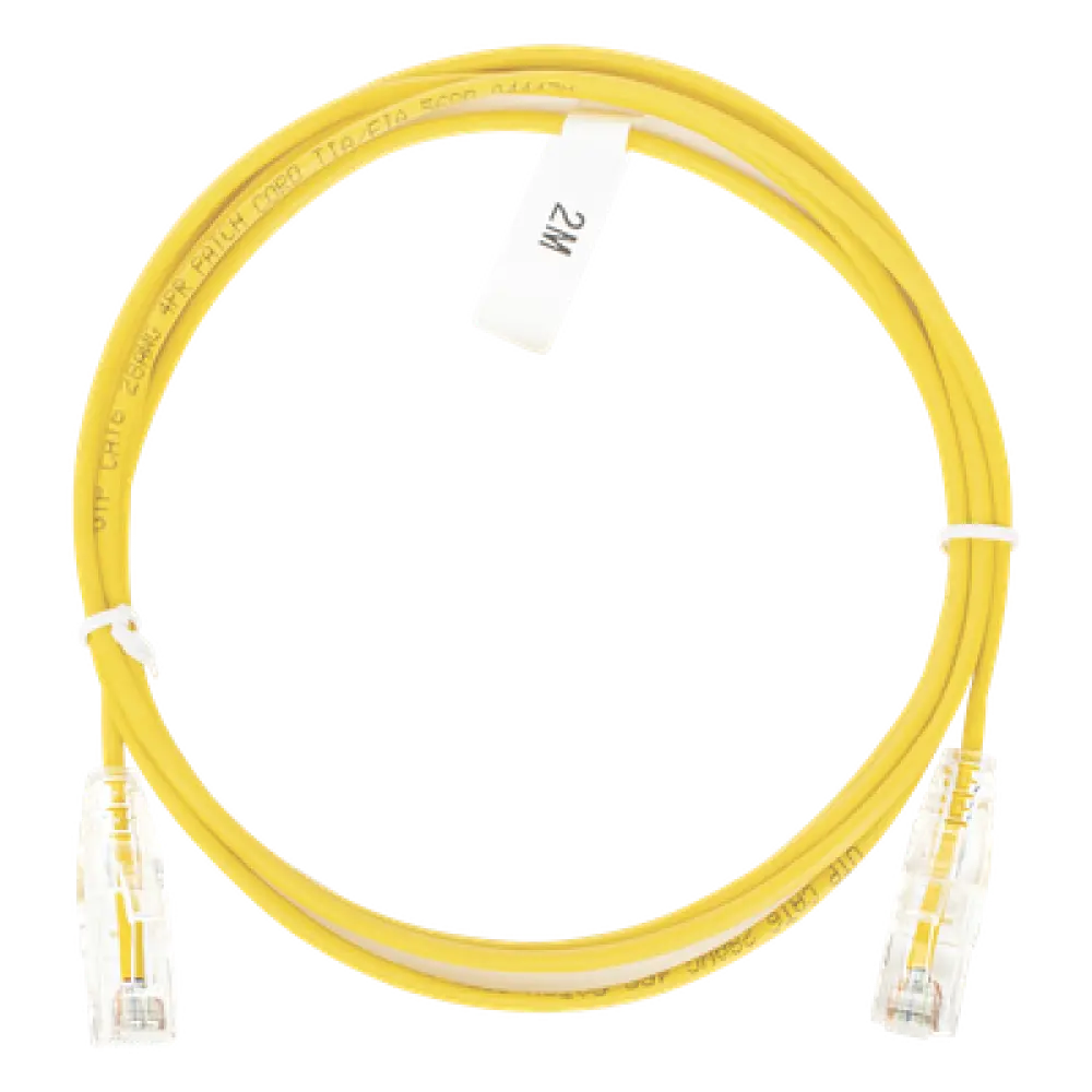 Cable de Parcheo Slim UTP Cat6 / 2 m (6.56 ft) / 28 AWG / Amarillo / 1 Gbps