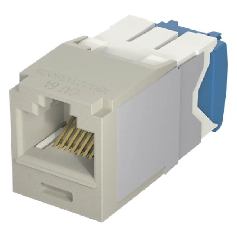 Conector Jack RJ45 / Categoría 6A / 8 Posiciones 8 Cables / Terminación TG / PoE 100W / Color Gris