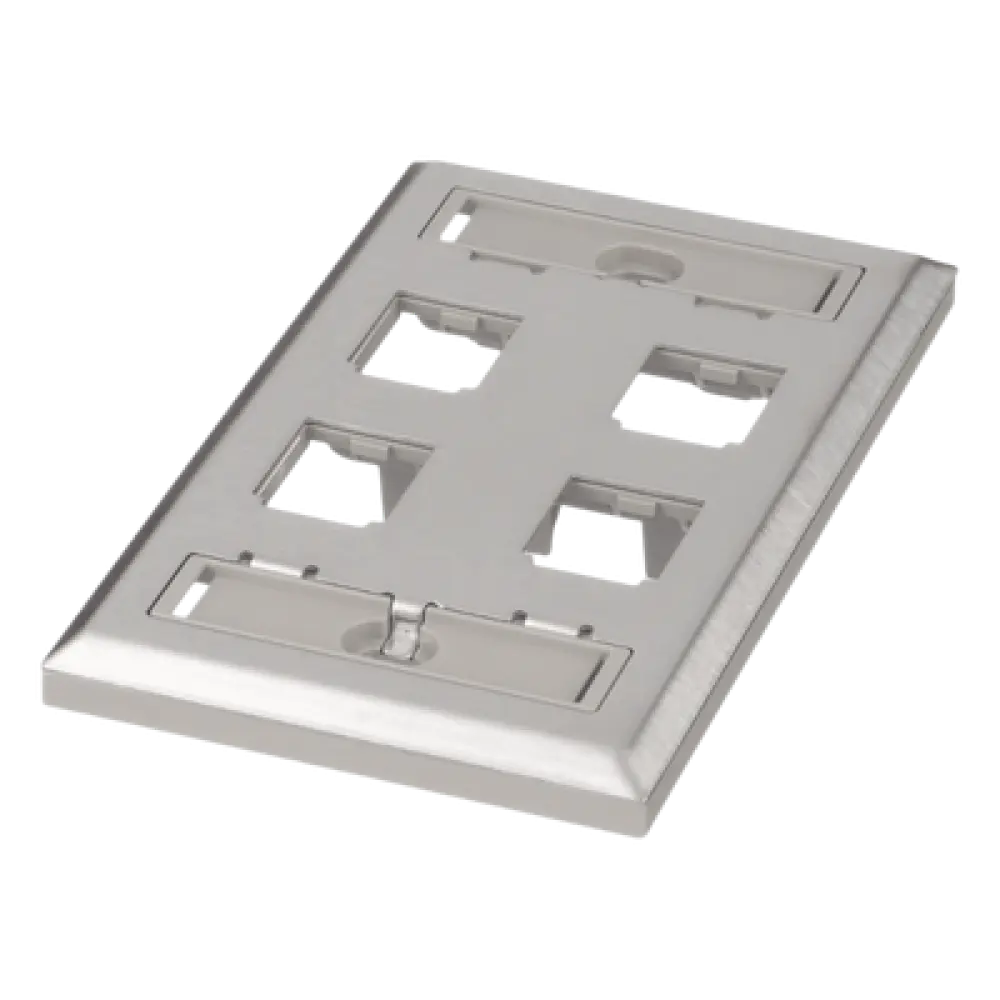 Placa de Pared Vertical / Acero Inoxidable Grado 304 / 4 Puertos Mini-Com / 69.8 x 114.3 mm / 2.75 x 4.5 pulg.