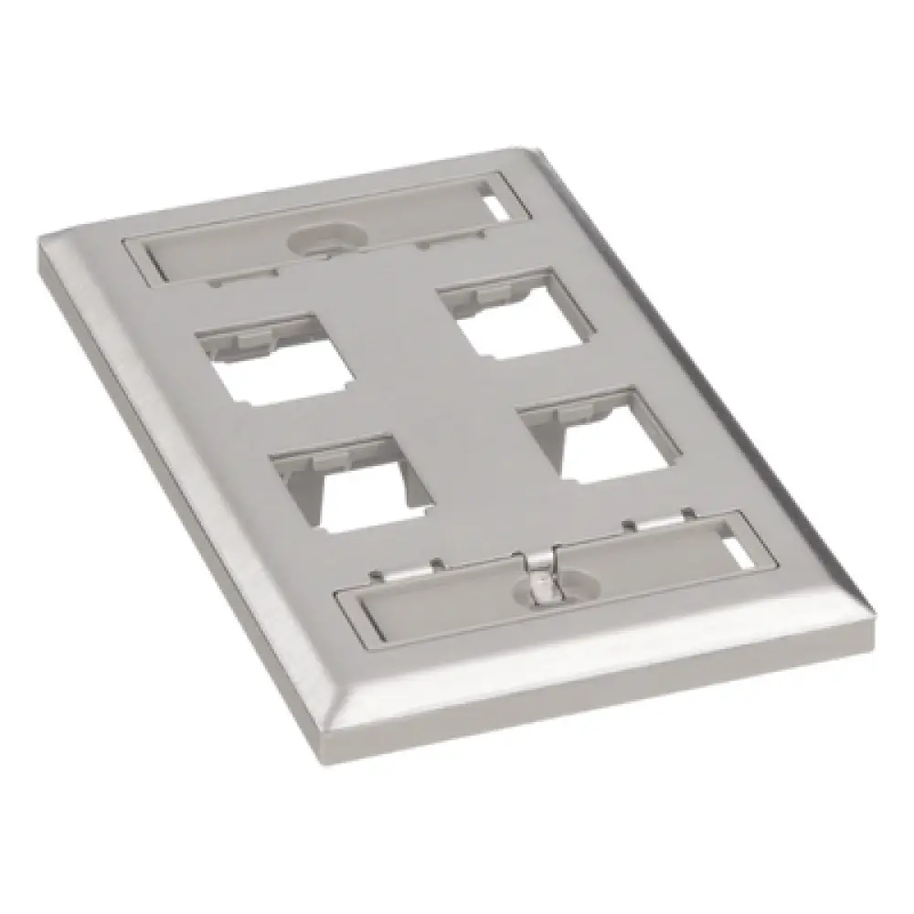 Placa de Pared Vertical / Acero Inoxidable Grado 304 / 4 Puertos Mini-Com / 69.8 x 114.3 mm / 2.75 x 4.5 pulg.