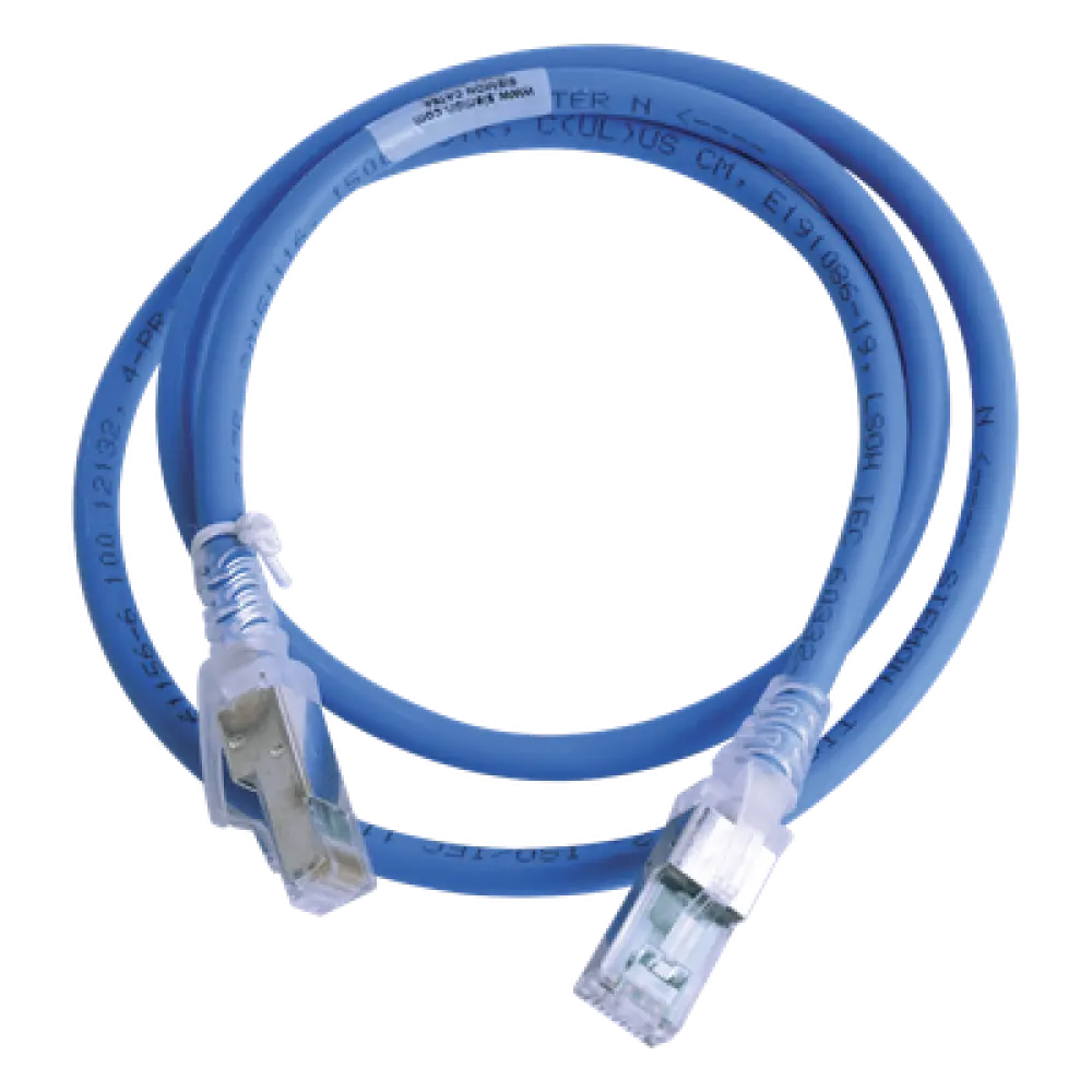 Patch Cord Cat6A S/FTP / CM/LS0H / 0.91 m (3 Pies) / Blindaje S/FTP / Botas Ultra Delgadas / UL2043 / PoE+ / Azul