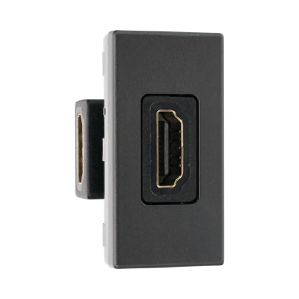 Módulo HDMI / Conector Hembra-Hembra / Full HD y 4K / Acabado Negro / Sistema Modular K45