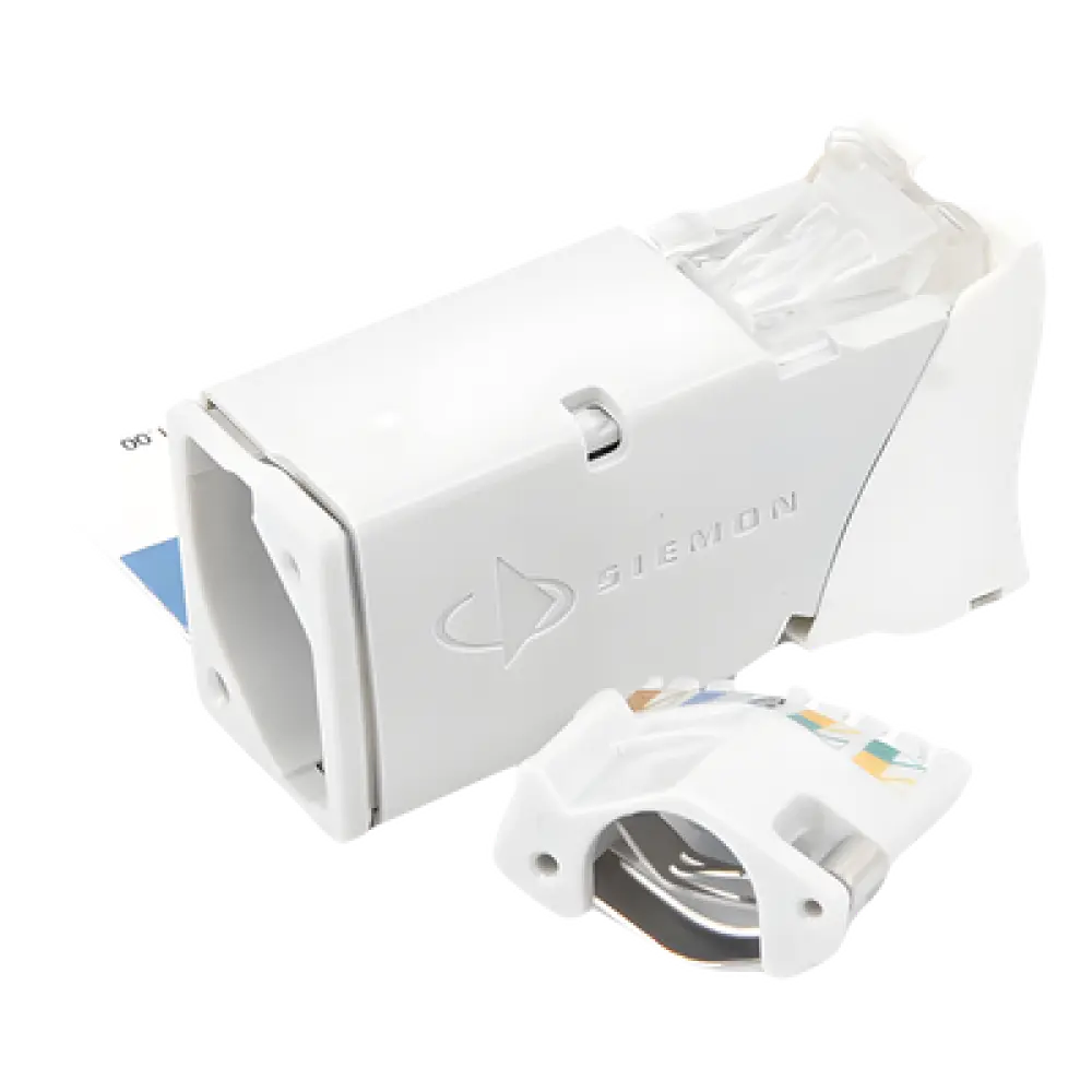 Jack Cat6A / UTP / Montaje Híbrido Plano-Angulado / Alta Densidad / Blanco / Versión Bulk