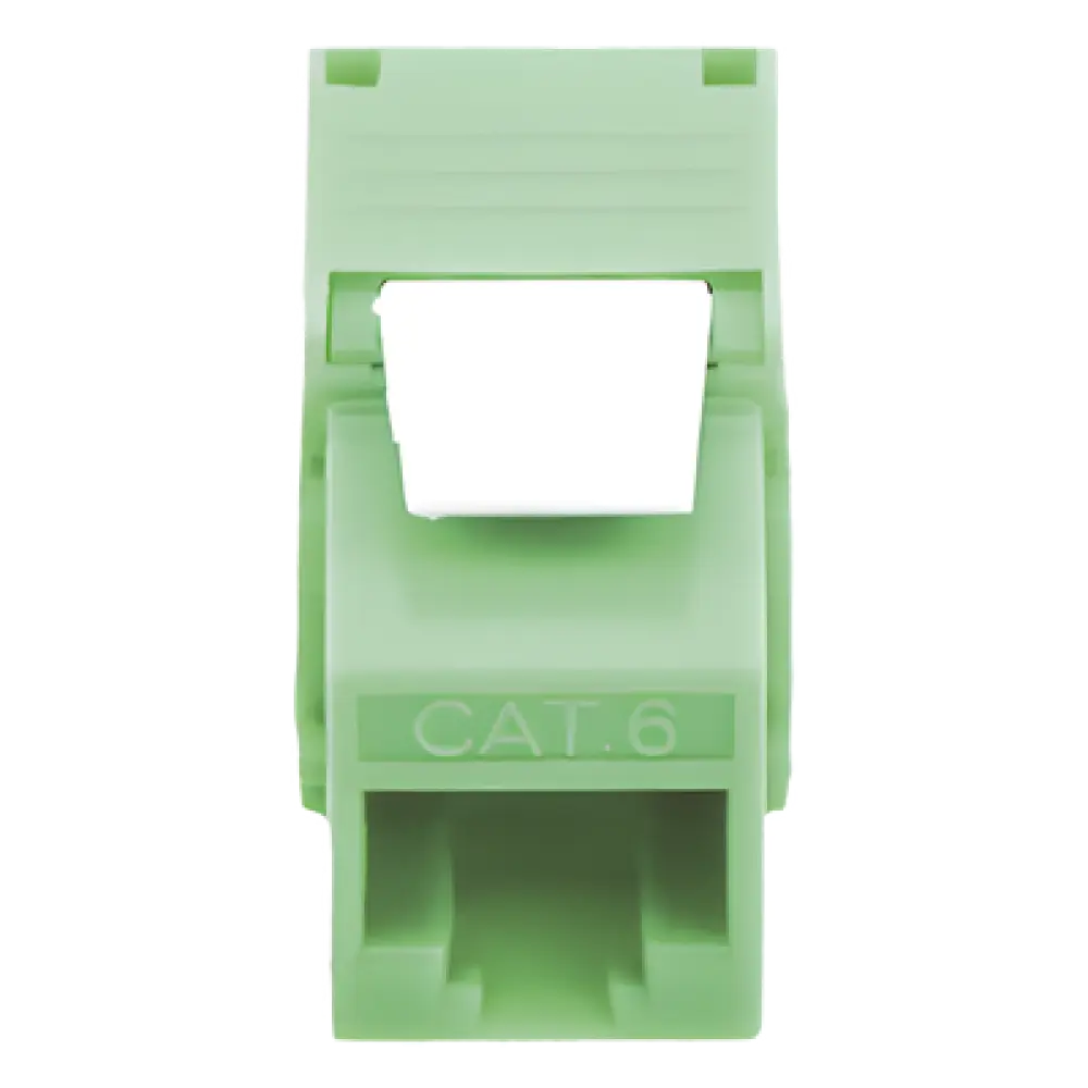 Módulo Jack Keystone / Cat6A / RJ45 Sin Blindaje / Terminación Ángulo 180° / Color Verde / 1 Puerto