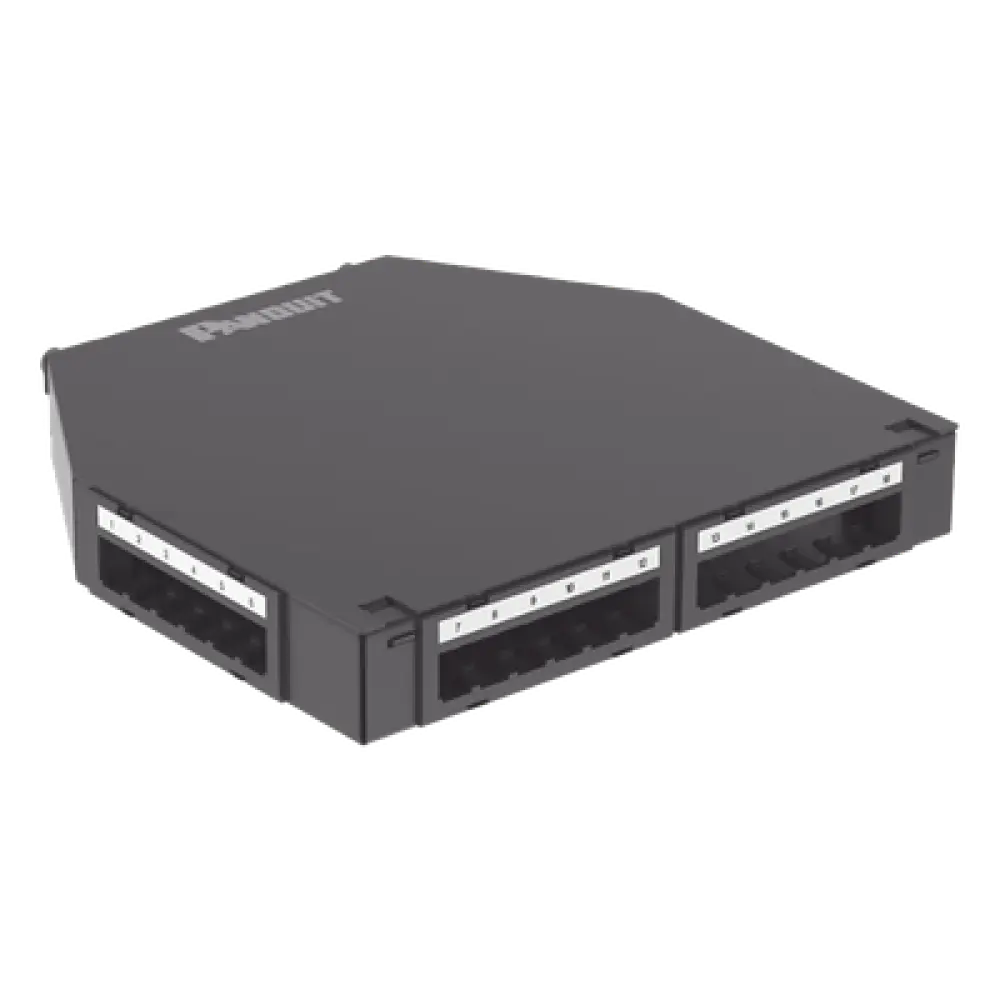 Caja de Consolidación / 24 Puertos Mini-Com / Aluminio / Instalación Piso o Pared / 1.7 in (43 mm) Profundidad Mínima