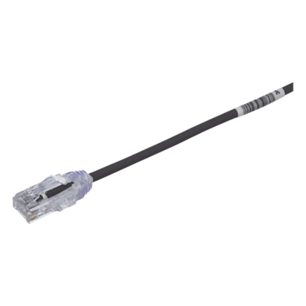 Cable de Parcheo Cat6 / UTP 28AWG / 20.2 cm (0.66 ft) / Diámetro 3.8 mm / PoE hasta 48 cables en mazo / Negro