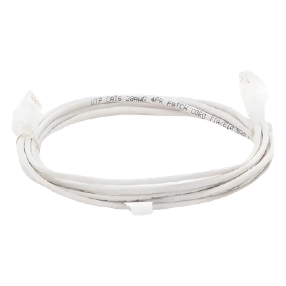 Cable de Parcheo Slim UTP Cat6 / 3 m (9.84 pies) / 28 AWG / Blanco / Sin Blindaje / 1 Gbps+