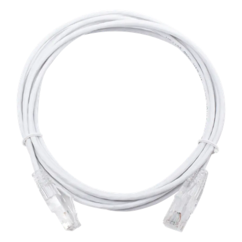 Cable de Parcheo Slim UTP Cat6 / 3 m (9.84 pies) / 28 AWG / Blanco / Sin Blindaje / 1 Gbps+