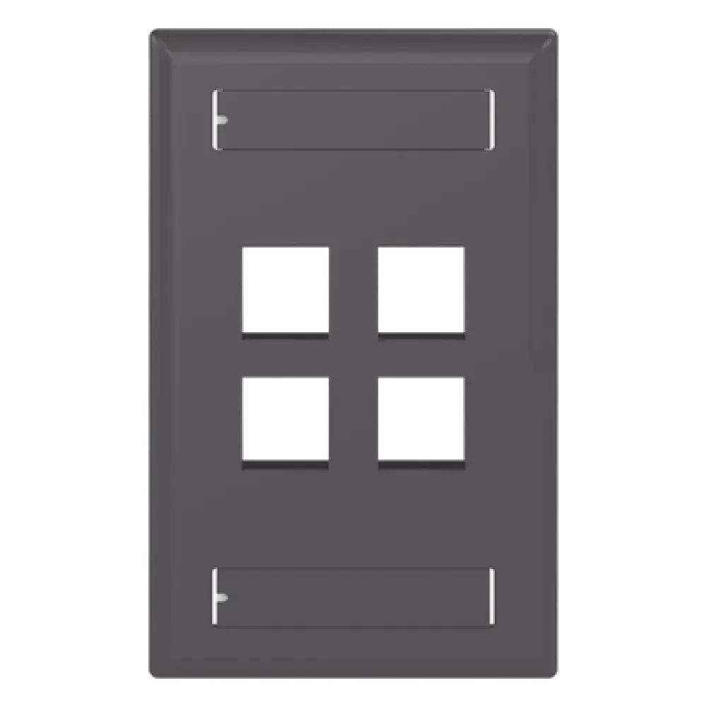 Placa de Pared Vertical / 4 Puertos Keystone / Montaje Vertical / 69.8 x 114.3 mm (2.75 x 4.5 pulg.) / ABS Negro / RoHS
