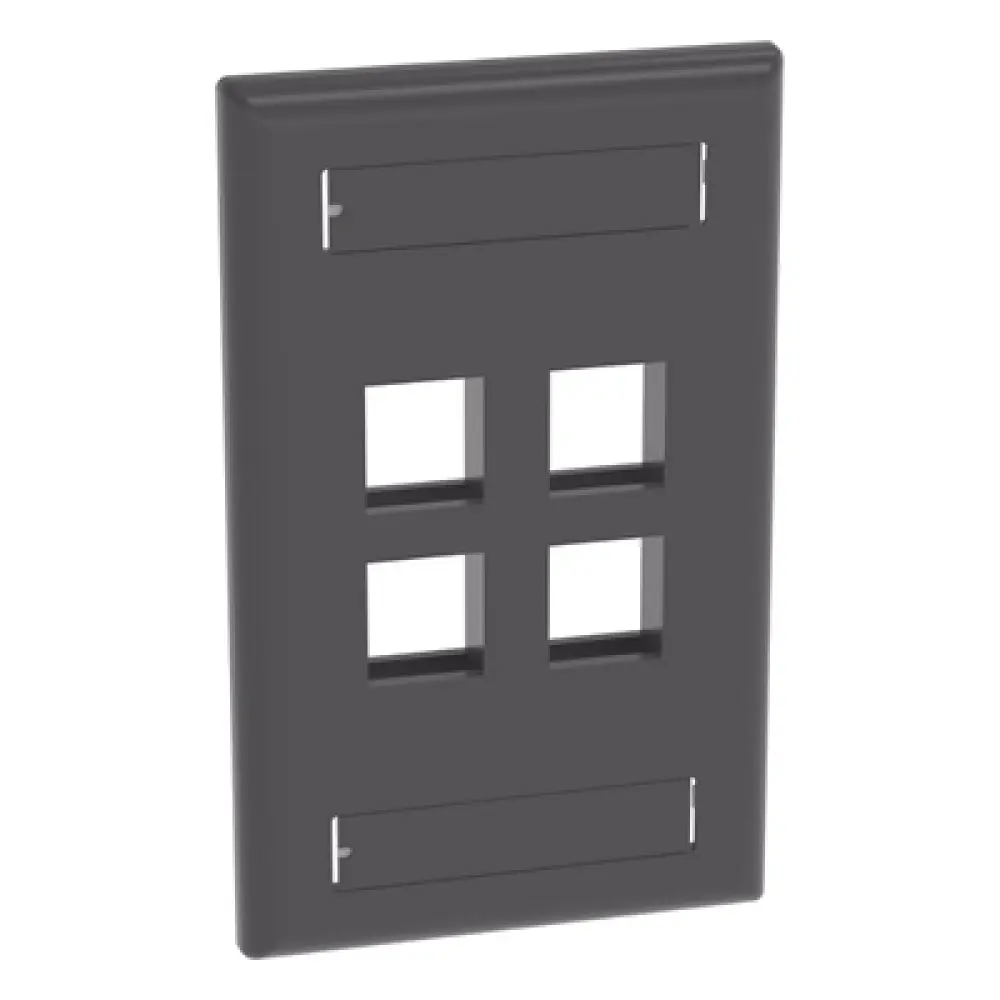 Placa de Pared Vertical / 4 Puertos Keystone / Montaje Vertical / 69.8 x 114.3 mm (2.75 x 4.5 pulg.) / ABS Negro / RoHS