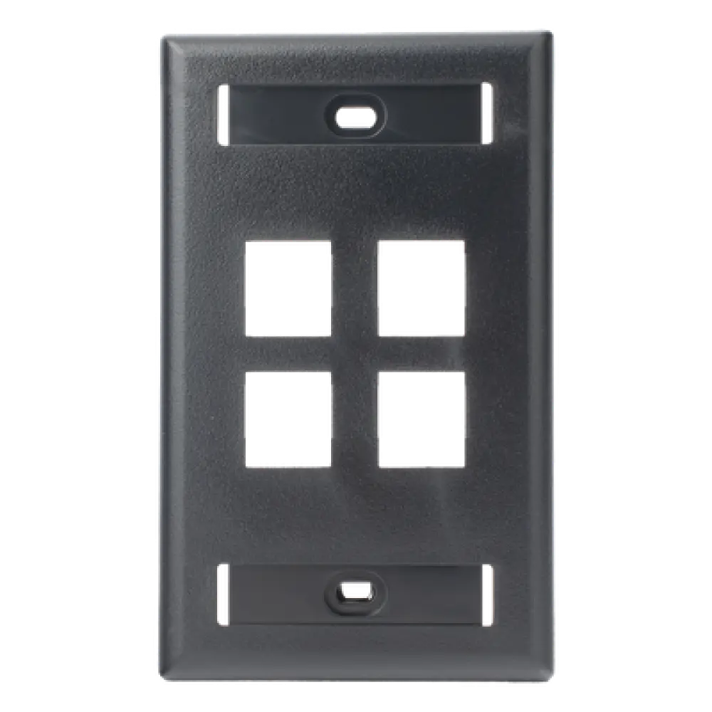 Placa de Pared Vertical / 4 Puertos Keystone / Montaje Vertical / 69.8 x 114.3 mm (2.75 x 4.5 pulg.) / ABS Negro / RoHS