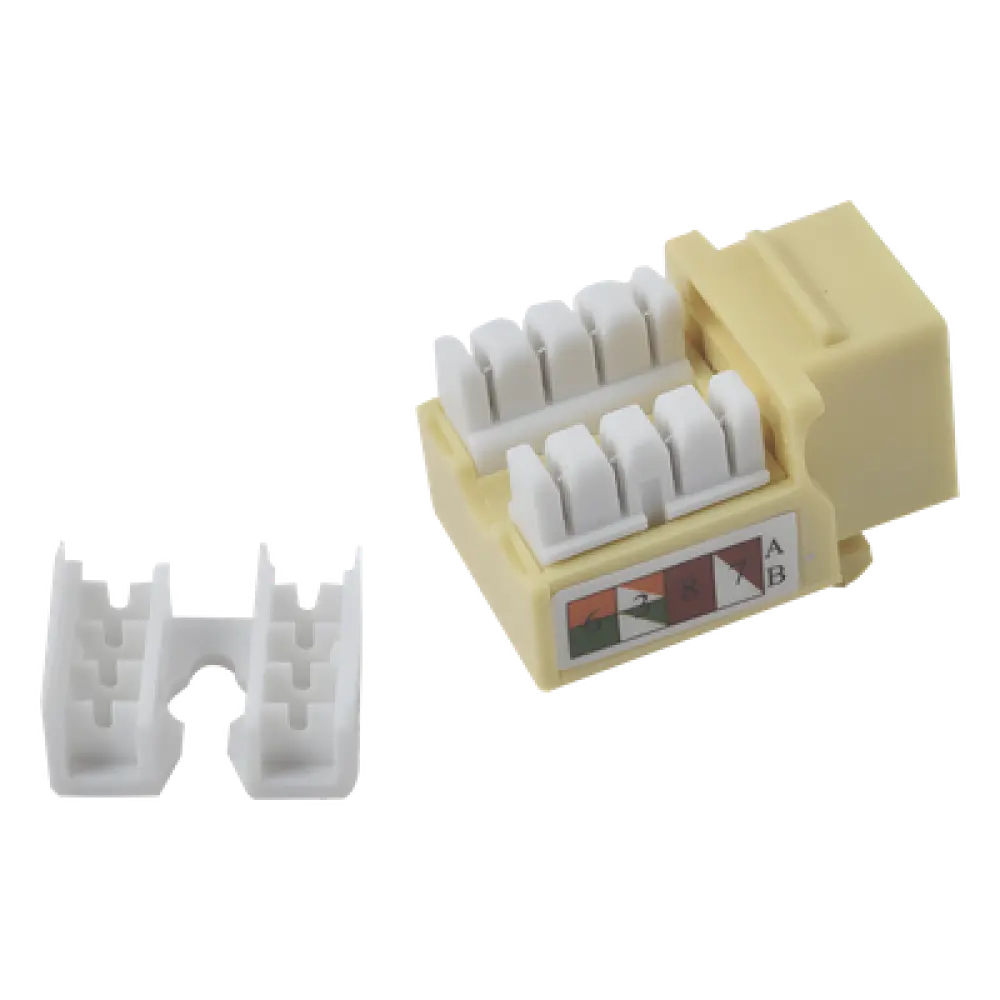 Jack Keystone Cat5e / Terminación 110 Punchdown / RJ45 Sin Blindaje / 90° / 24-26 AWG / Amarillo