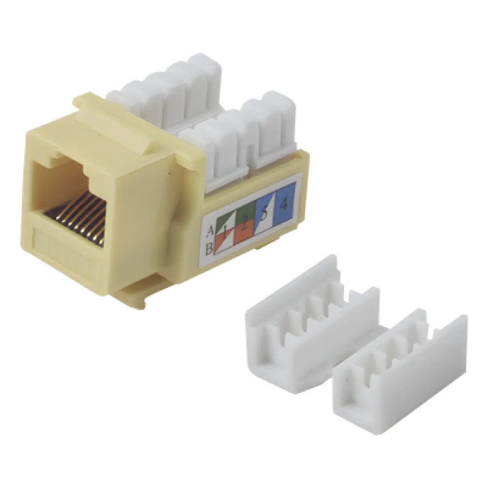Jack Keystone Cat5e / Terminación 110 Punchdown / RJ45 Sin Blindaje / 90° / 24-26 AWG / Amarillo