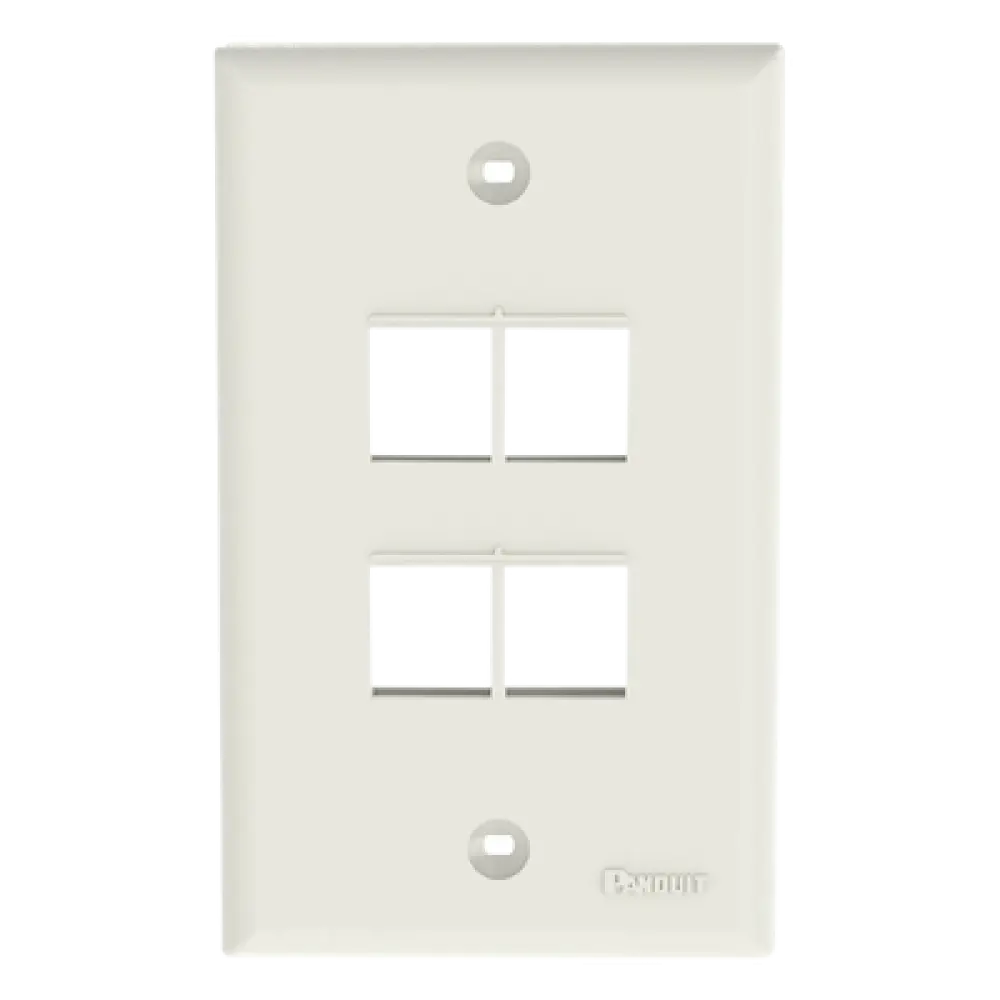 Placa de Pared Vertical / 4 Puertos Keystone / ABS / Blanco Mate / 69.8 x 114.3 mm / 2.75 x 4.5 pulg. / RoHS