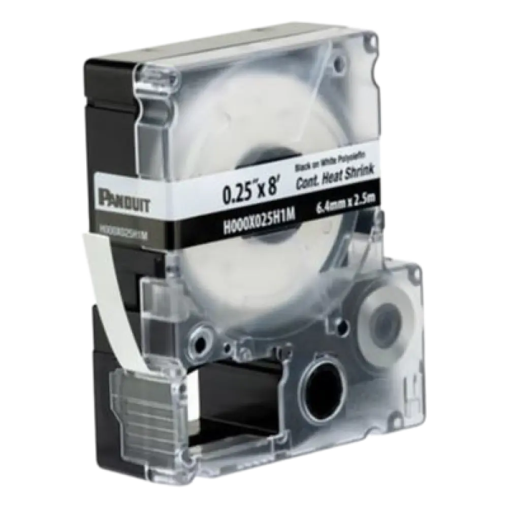 Casete de Etiquetas / Tubo Termocontráctil / 6.4 mm (0.25 in) Ancho / 2.4 m (7.87 ft) Largo / Calibre 22-18 AWG / Poliolefina Blanca